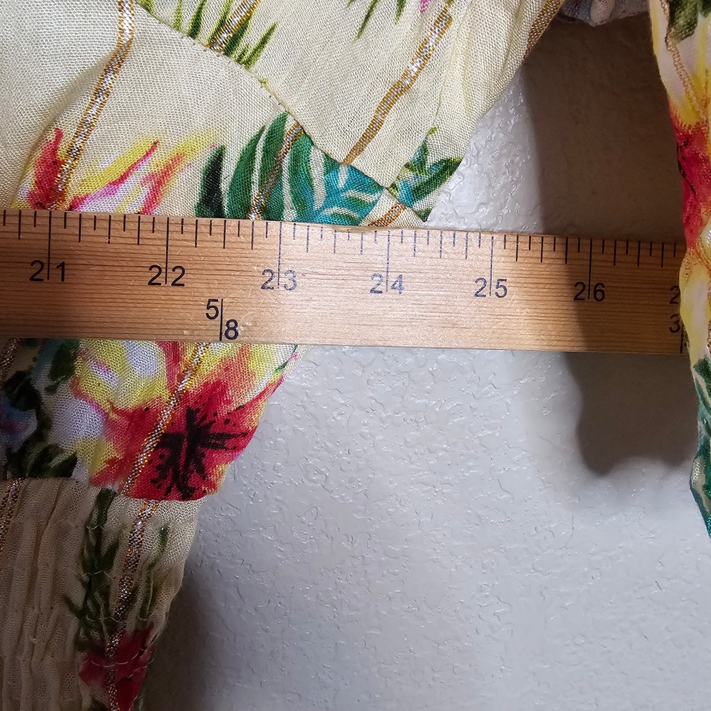 Boho Floral Cream Maxi Dress with Pink Trim - Picture 10 of 12